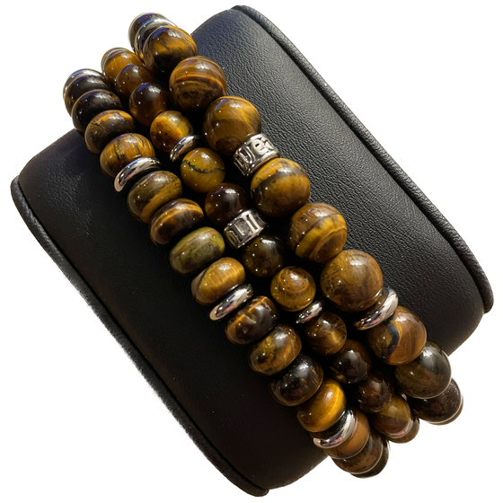 DreamLife Gemstone Bracelet - Gustav Collection Brown and Gold Tigers Eye