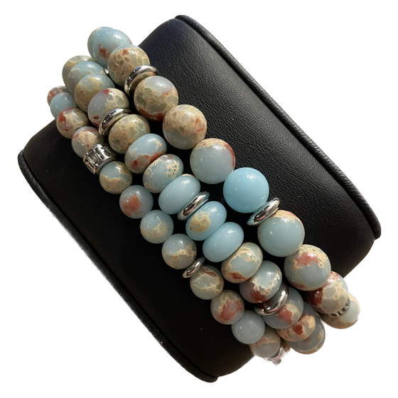 DreamLife Gemstone Bracelet - Lucia Collection Sea Sediment Carolina Blue Jasper