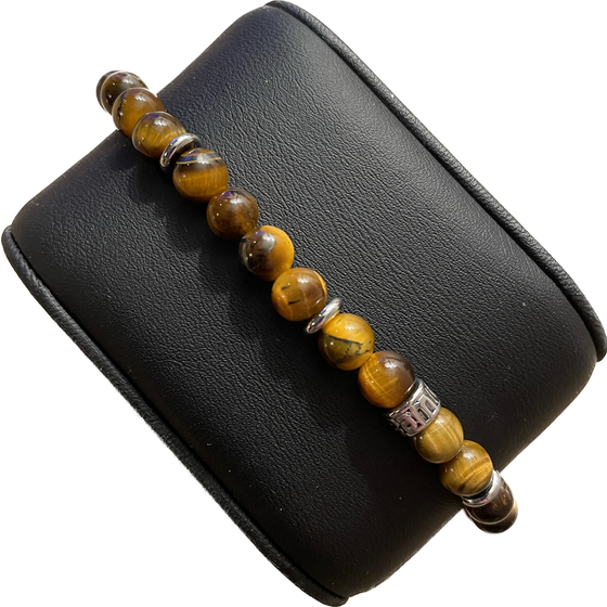 DreamLife Gemstone Bracelet - Gustav Collection Brown and Gold Tigers Eye