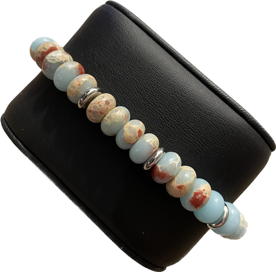 DreamLife Gemstone Bracelet - Lucia Collection Sea Sediment Carolina Blue Jasper