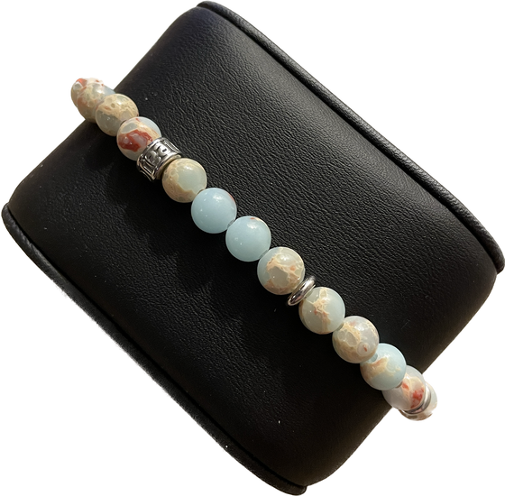 DreamLife Gemstone Bracelet - Lucia Collection Sea Sediment Carolina Blue Jasper