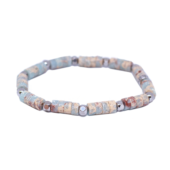 DreamLife Gemstone Bracelet - Lucia Collection Sea Sediment Carolina Blue Jasper